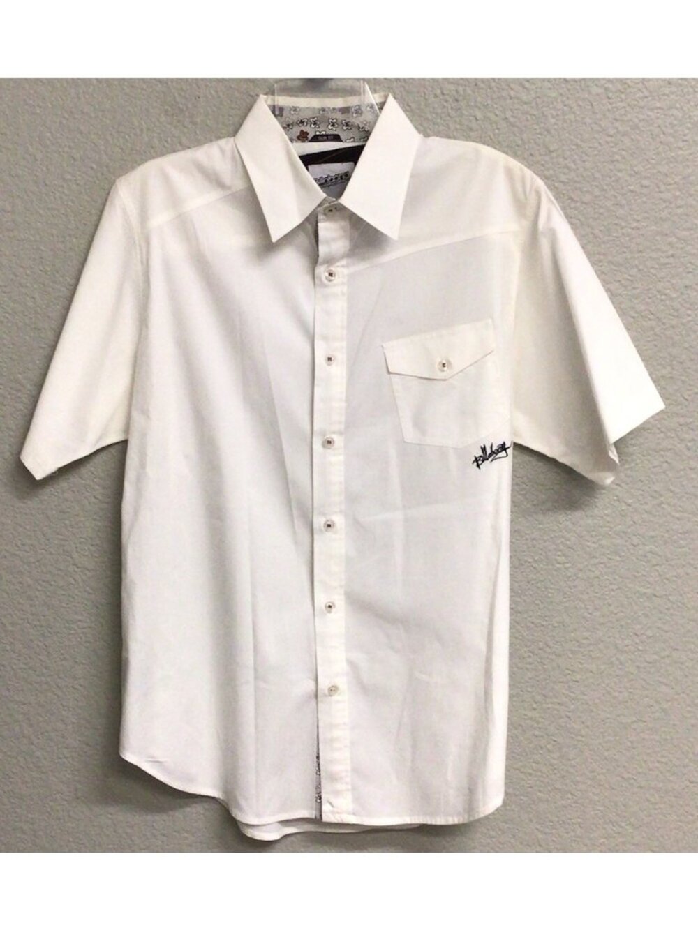 Billabong Button-Up Shirt Men's White Short Sleeve Size Medium Cotton Spandex